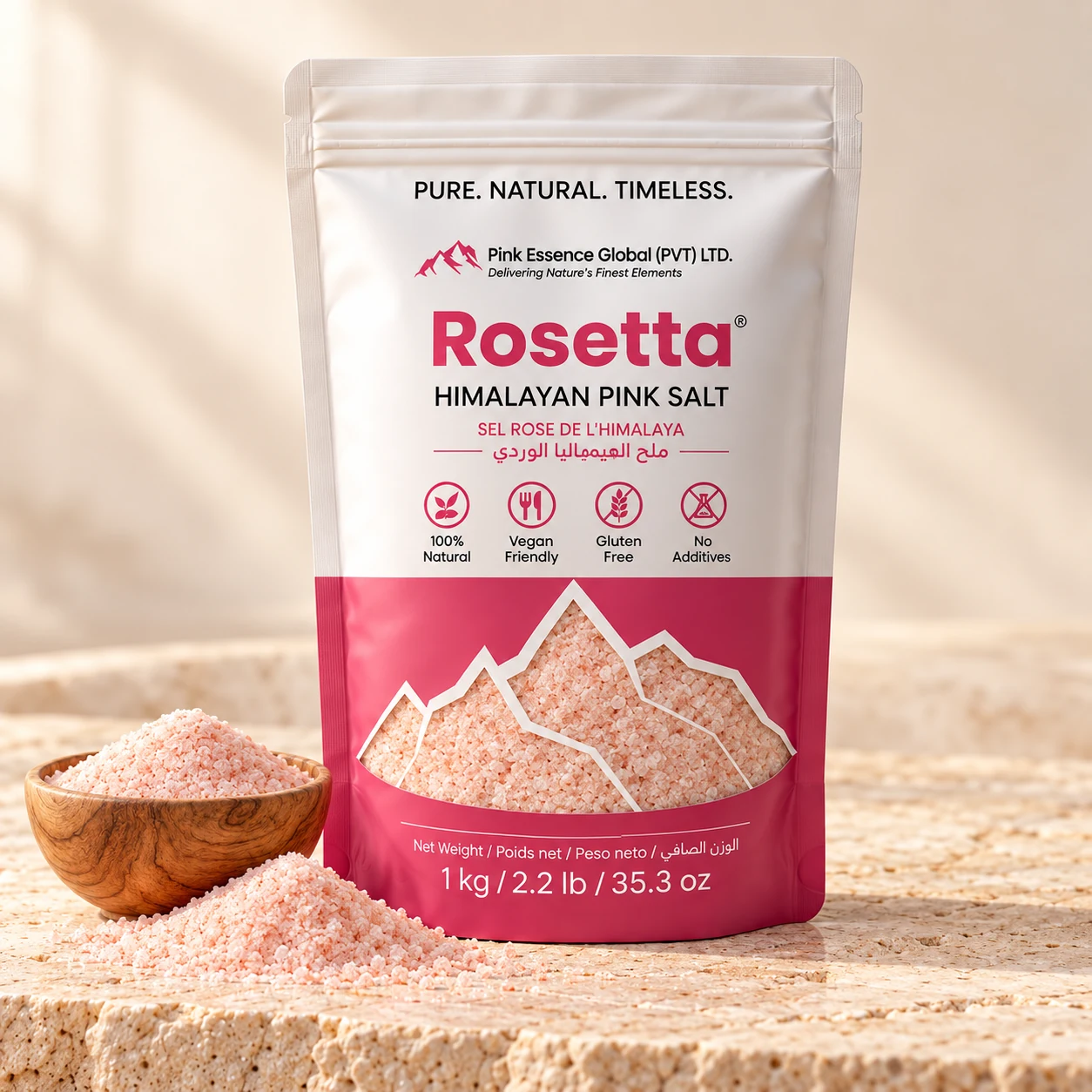 Fine pink salt from Pink Essence Global